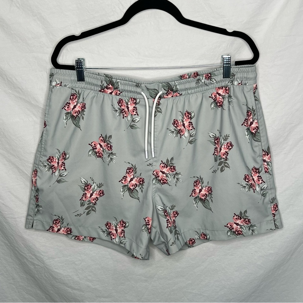 Abercrombie & Fitch Men's XL Floral Butterfly Swim Trunks Relaxed Stretch Shorts